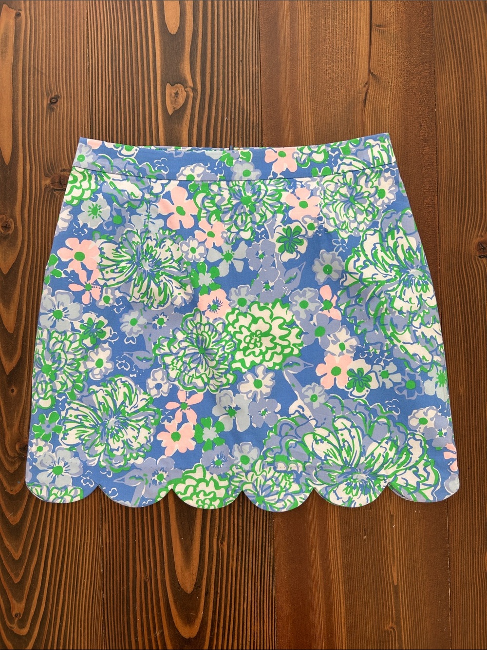 NWT Lilly Pulitzer Lined Mini Skirt Scalloped Hem Size 6 Blue Green Pink Floral